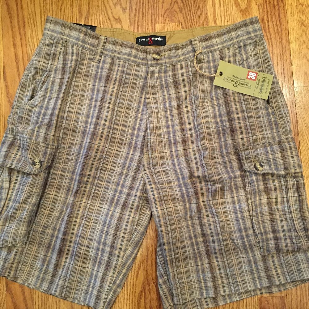 MENS Cargo Shorts 38 Plaid George & Martha NWT